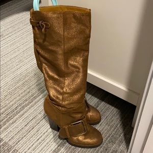 Nine West Bronze Buckle Boots